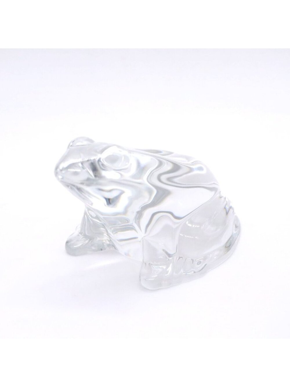 Vintage Signed Baccarat Crystal Frog Clear Figurine France Paperweight